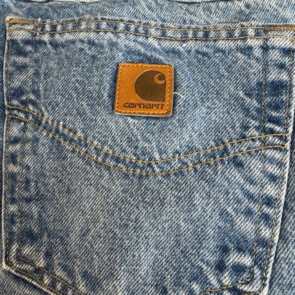 Men’s Carhartt Relaxed Fit Blue Jeans Durable Denim Style 46x30